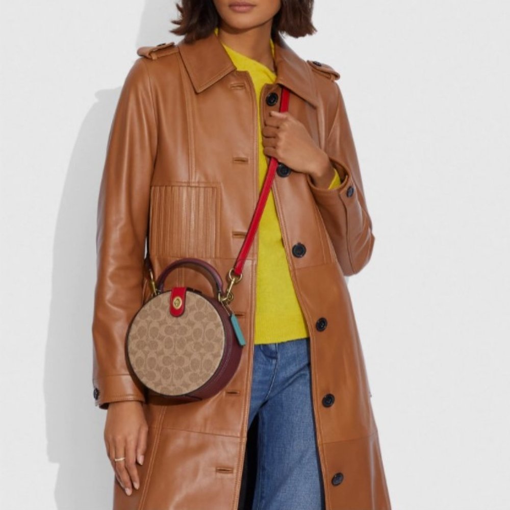 Coach Circle Lunar New Year Circle Bag In Signature Canvas Colorblock Ox Leather